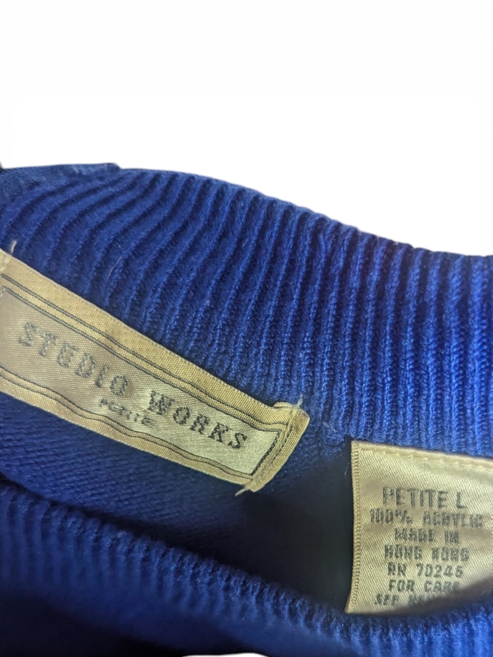 VTG Studio Works Crewneck Sweater Royal Blue Large Petite - Picture 4 of 4